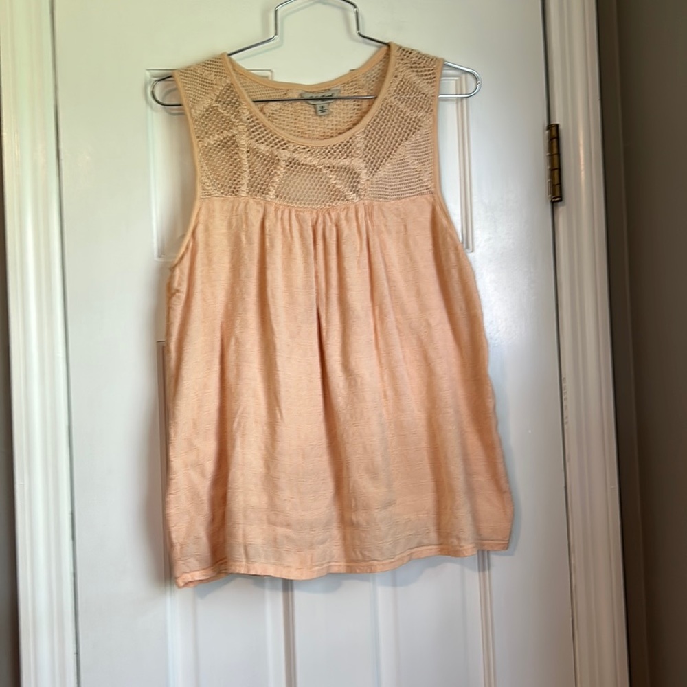 Lucky Brand Crocheted Yoke Peach Tank women’s size medium